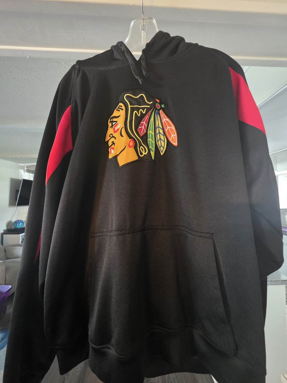Chicago Blackhawks- NHL Black Hoodie with Red Interior Trim